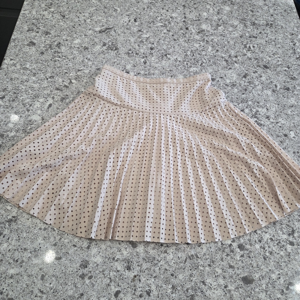 The J Crew Women's Blush Pink Laser Cut Pleated Knee Length Skirt in size 00 is